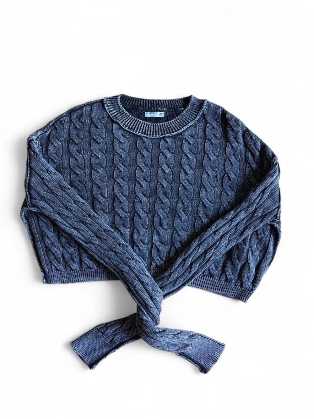 Ardene Cable Knit Crop Sweater - Grey